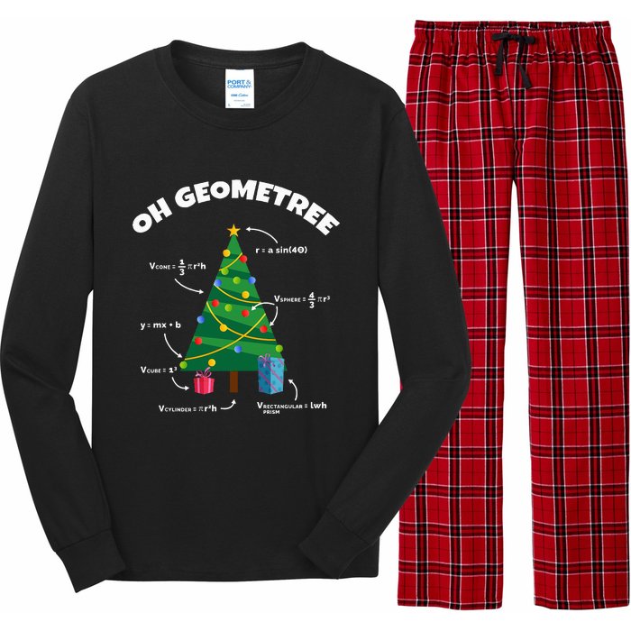 Oh Geometree Funny Christmas Tree Math Teacher Long Sleeve Pajama Set