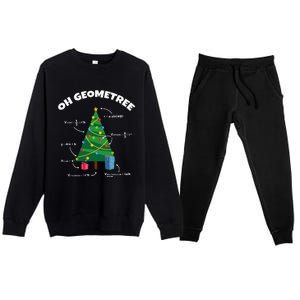 Oh Geometree Funny Christmas Tree Math Teacher Premium Crewneck Sweatsuit Set