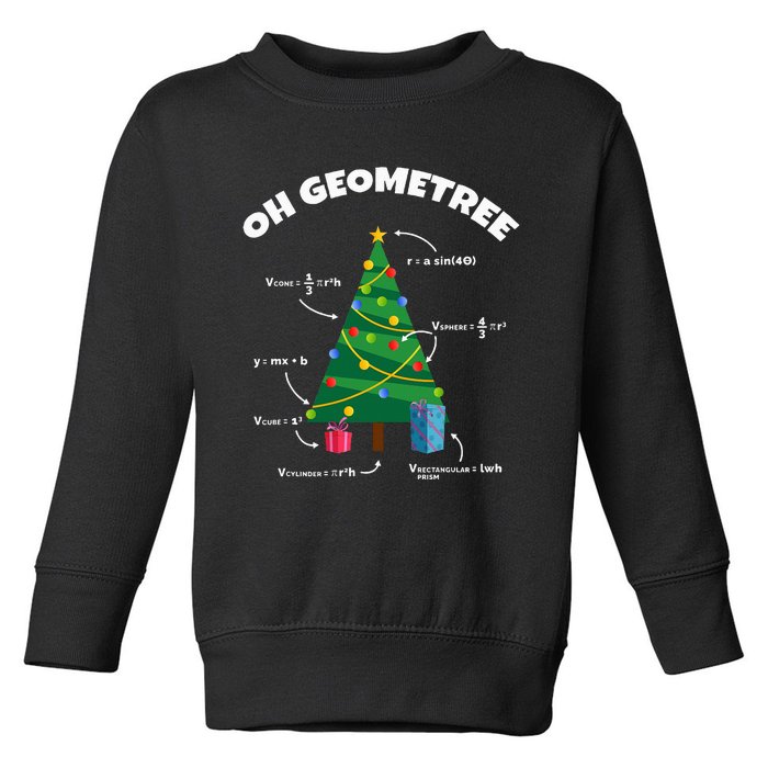 Oh Geometree Funny Christmas Tree Math Teacher Toddler Sweatshirt