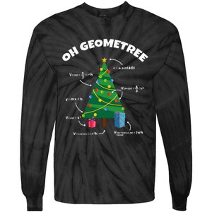 Oh Geometree Funny Christmas Tree Math Teacher Tie-Dye Long Sleeve Shirt