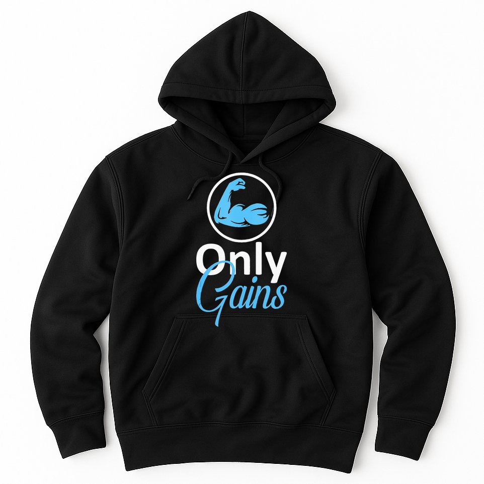 Only Gains Funny Gym Fitness Workout Parody Hoodie