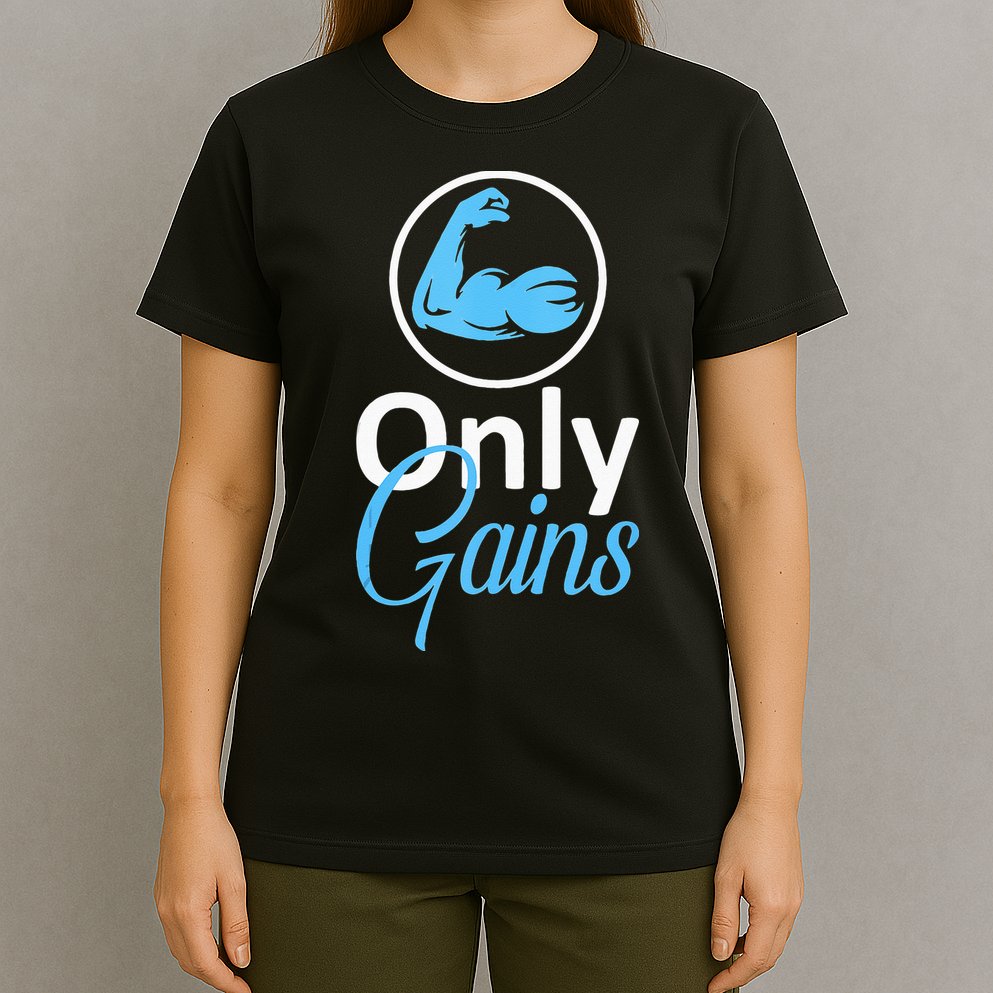 Only Gains Funny Gym Fitness Workout Parody T-Shirt