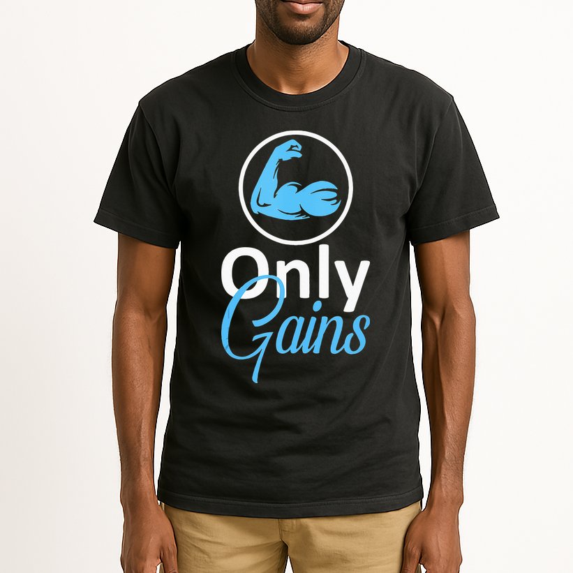 Only Gains Funny Gym Fitness Workout Parody Tall T-Shirt