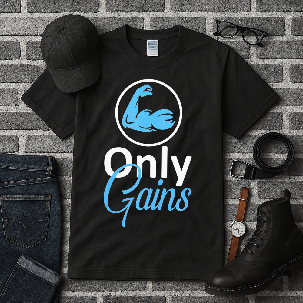 Only Gains Funny Gym Fitness Workout Parody Tall T-Shirt