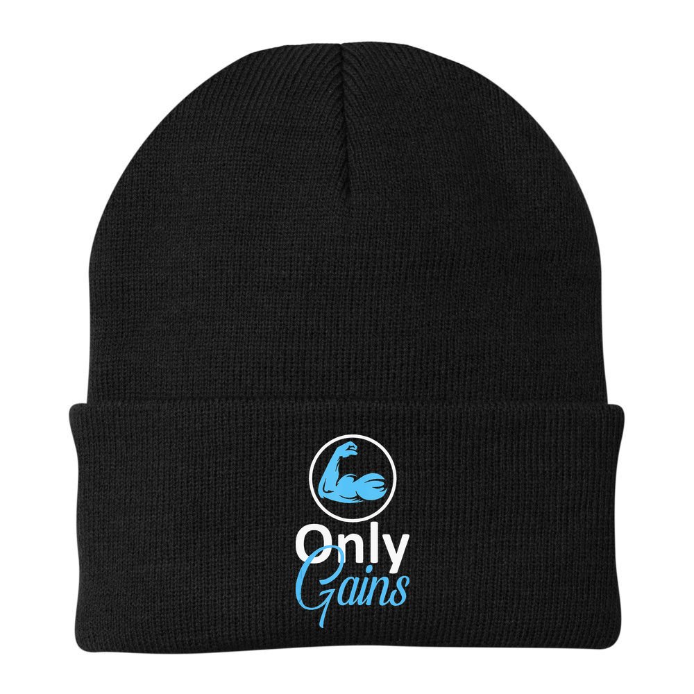 Only Gains Funny Gym Fitness Workout Parody Beanie
