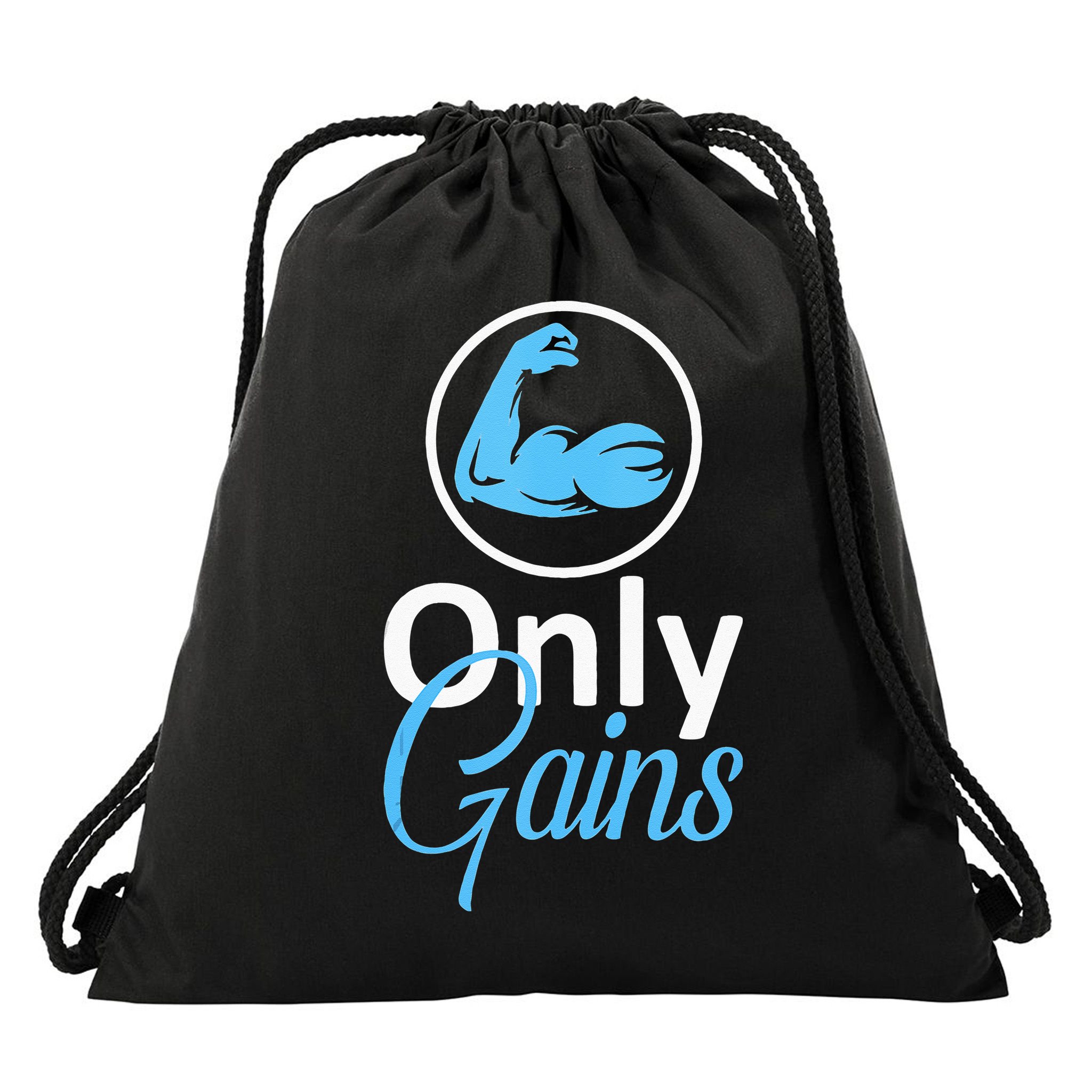 Only Gains Funny Gym Fitness Workout Parody Drawstring Bag