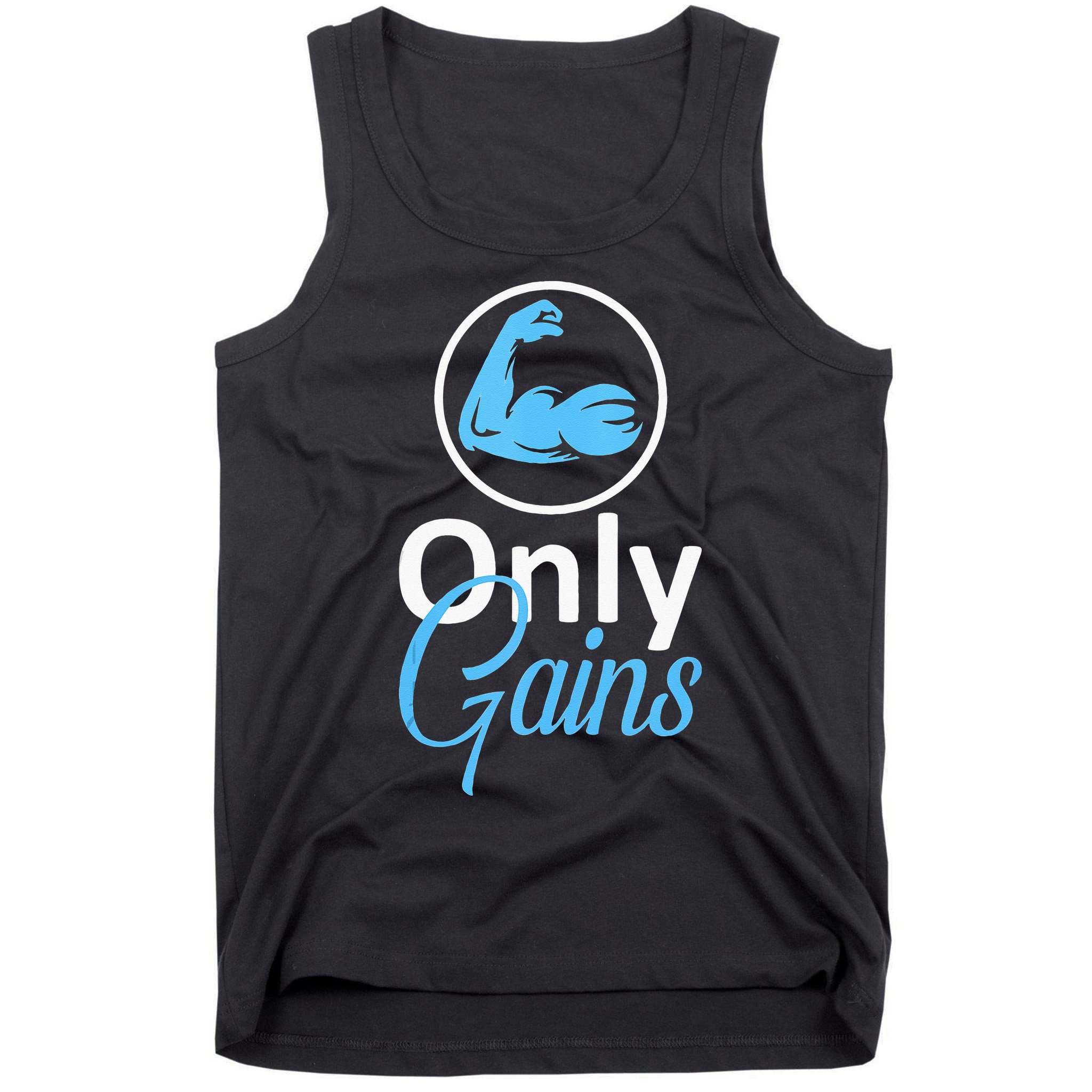 Only Gains Funny Gym Fitness Workout Parody Tank Top