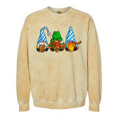 Oktoberfest Gnomes Funny Sausage Bratwurst German Party Colorblast Crewneck Sweatshirt