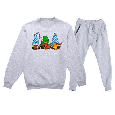 Oktoberfest Gnomes Funny Sausage Bratwurst German Party Premium Crewneck Sweatsuit Set