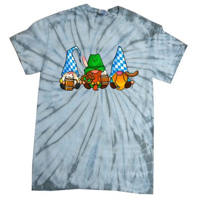 Oktoberfest Gnomes Funny Sausage Bratwurst German Party Tie-Dye T-Shirt