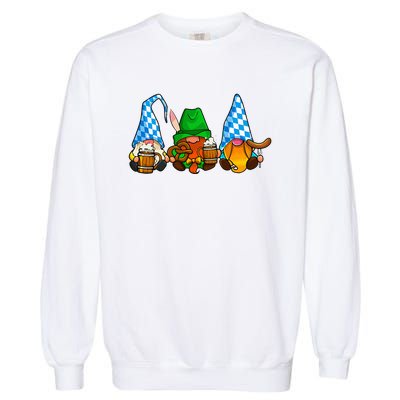 Oktoberfest Gnomes Funny Sausage Bratwurst German Party Garment-Dyed Sweatshirt