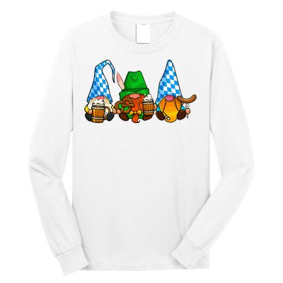 Oktoberfest Gnomes Funny Sausage Bratwurst German Party Long Sleeve Shirt