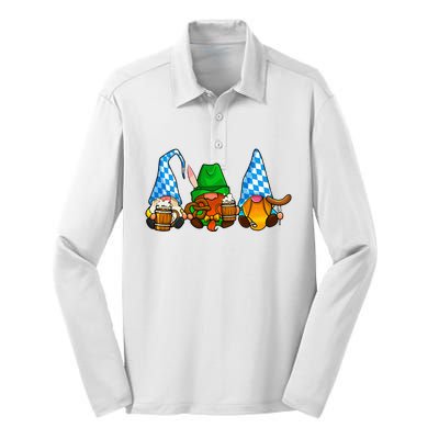 Oktoberfest Gnomes Funny Sausage Bratwurst German Party Silk Touch Performance Long Sleeve Polo