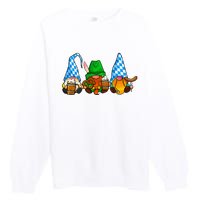 Oktoberfest Gnomes Funny Sausage Bratwurst German Party Premium Crewneck Sweatshirt