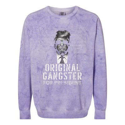 Original Gangster For President Donald Trump Mugshot Colorblast Crewneck Sweatshirt