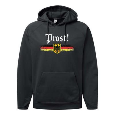 Oktoberfest German Flag Prost Vintage Performance Fleece Hoodie