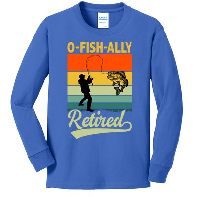 Ofunny Giftfishfunny Giftally Retired Funny Fishing Retirement Vintage Cool Gift Kids Long Sleeve Shirt