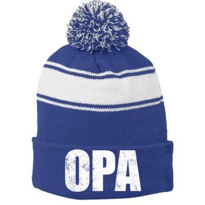 Opa Ger Grandfather FatherS Day Gift Grandpa Opa Gift Stripe Pom Pom Beanie