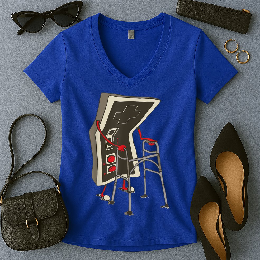 Old Gamer Gift Retro Video Game Old Gamer Gift Women's V-Neck T-Shirt