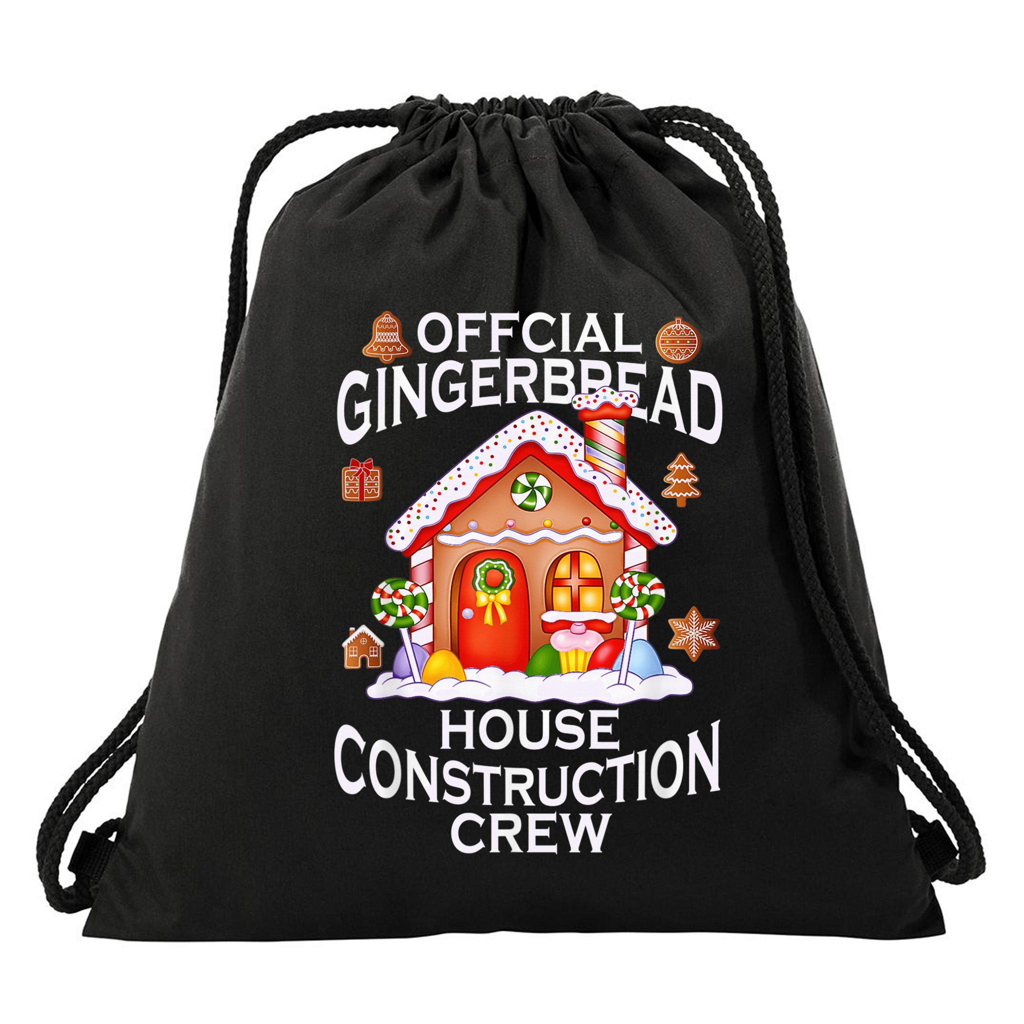 Official Gingerbread House Construction Crew Decorating Drawstring Bag
