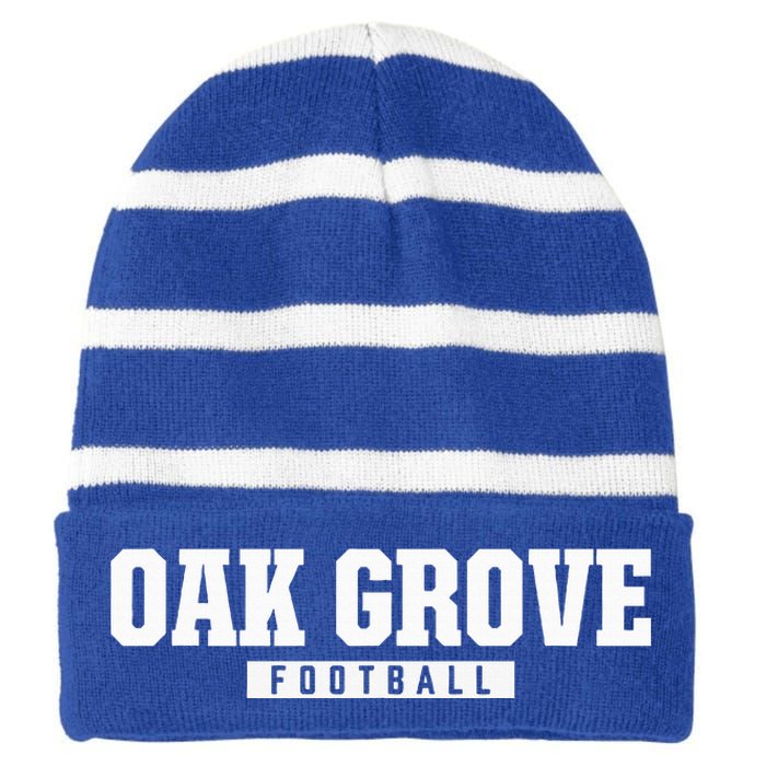 Oak Grove High School Football Striped Beanie with Solid Band