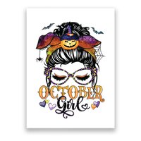 October Girl Halloween Messy Bun Lady Hair Glasses Leopard Poster
