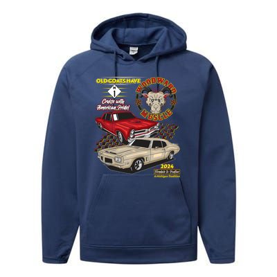 Old Goats Have Woodward Muscle 2024 Performance Fleece Hoodie