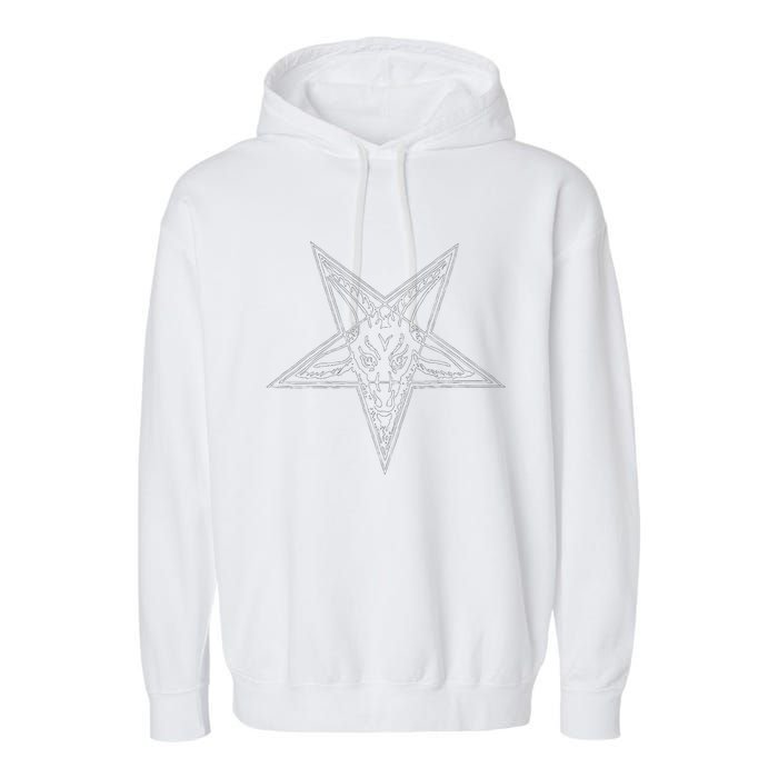 Occult Goat Head Baphomet Pentagram Garment-Dyed Fleece Hoodie