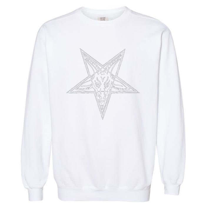 Occult Goat Head Baphomet Pentagram Garment-Dyed Sweatshirt