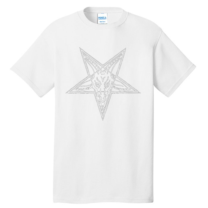 Occult Goat Head Baphomet Pentagram Tall T-Shirt