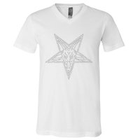 Occult Goat Head Baphomet Pentagram V-Neck T-Shirt