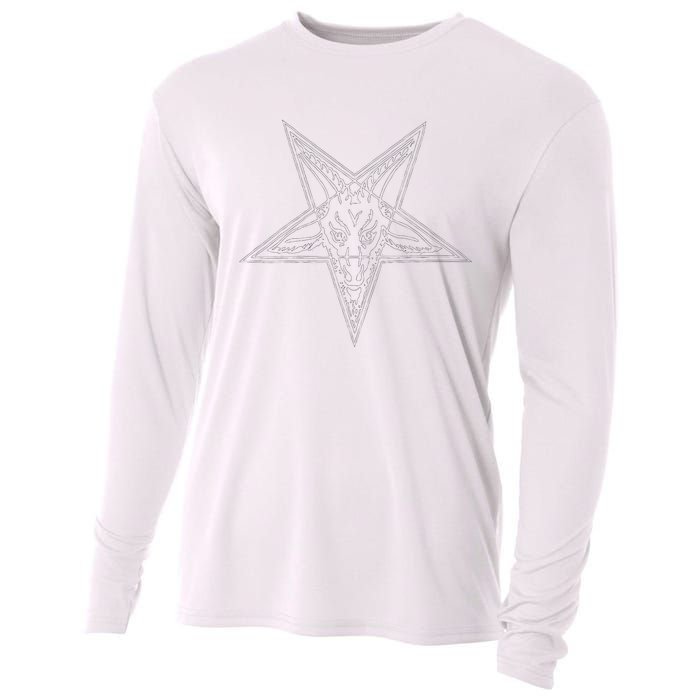 Occult Goat Head Baphomet Pentagram Cooling Performance Long Sleeve Crew