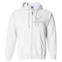 Occult Goat Head Baphomet Pentagram Full Zip Hoodie