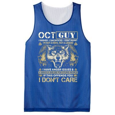 October Guy I Served I Sacrificed I Don't Regret Gift Mesh Reversible Basketball Jersey Tank