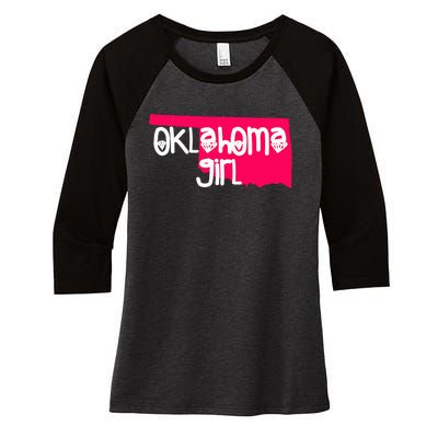 Oklahoma Girl I Love Oklahoma S.T.A.T.E Home Women's Tri-Blend 3/4-Sleeve Raglan Shirt