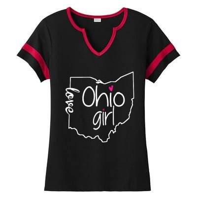 Ohio Girl I Love Ohio Home Ladies Halftime Notch Neck Tee