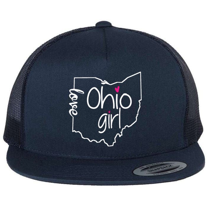 Ohio Girl I Love Ohio Home Flat Bill Trucker Hat