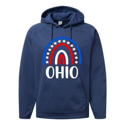 Ohio Gift I Love Ohio Usa Gift Performance Fleece Hoodie