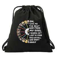 Oh Give Me The Beat And Free My Soul Hippie Love Drawstring Bag
