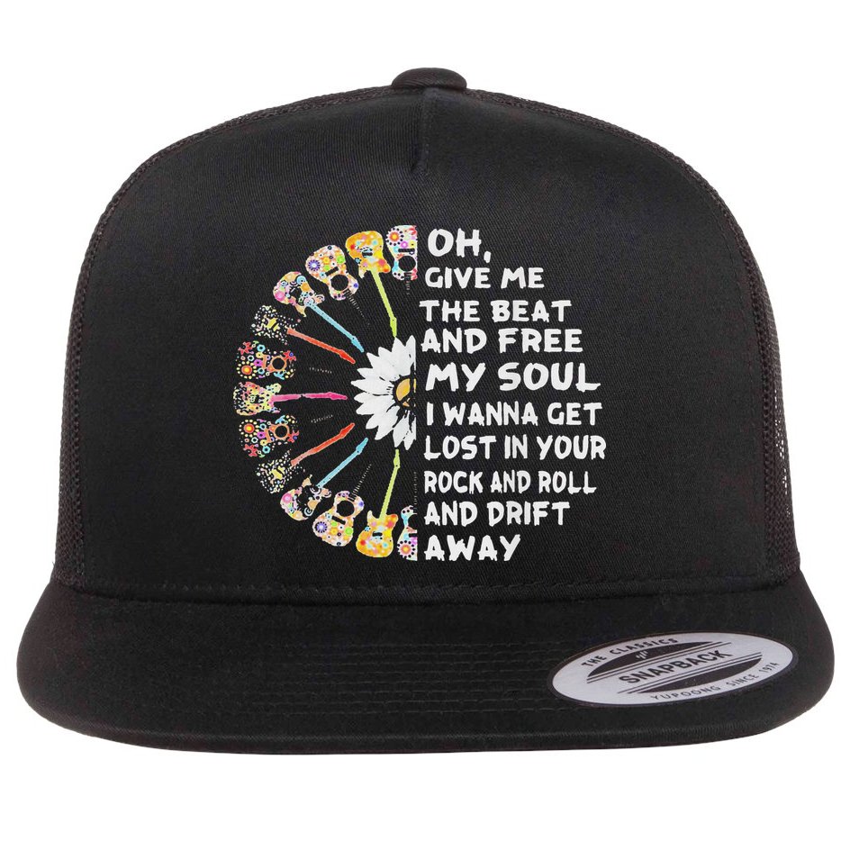 Oh Give Me The Beat And Free My Soul Hippie Love Flat Bill Trucker Hat