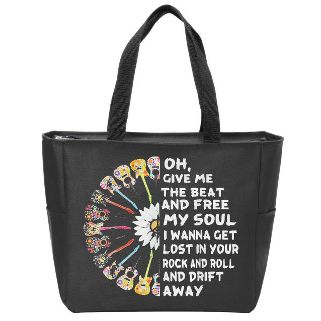 Oh Give Me The Beat And Free My Soul Hippie Love Zip Tote Bag