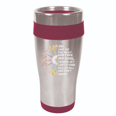 Oh Give Me The Beat And Free My Soul Hippie Love 16oz Travel Tumbler