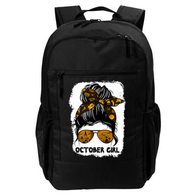 October Girl Messy Bun Lady Hair Horror Sunglasses Halloween Daily Commute Backpack