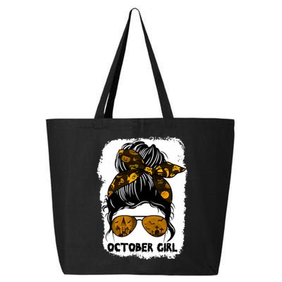 October Girl Messy Bun Lady Hair Horror Sunglasses Halloween 25L Jumbo Tote