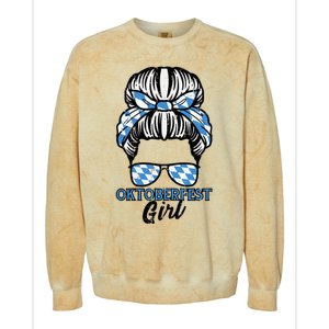 Oktoberfest Girl Messy Bun Bavaria German Costume Colorblast Crewneck Sweatshirt