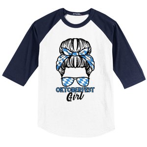 Oktoberfest Girl Messy Bun Bavaria German Costume Baseball Sleeve Shirt