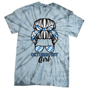 Oktoberfest Girl Messy Bun Bavaria German Costume Tie-Dye T-Shirt