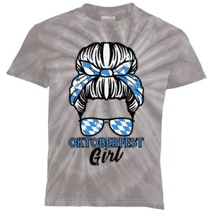 Oktoberfest Girl Messy Bun Bavaria German Costume Kids Tie-Dye T-Shirt