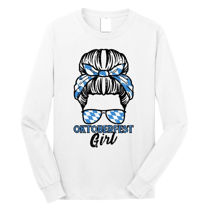 Oktoberfest Girl Messy Bun Bavaria German Costume Long Sleeve Shirt