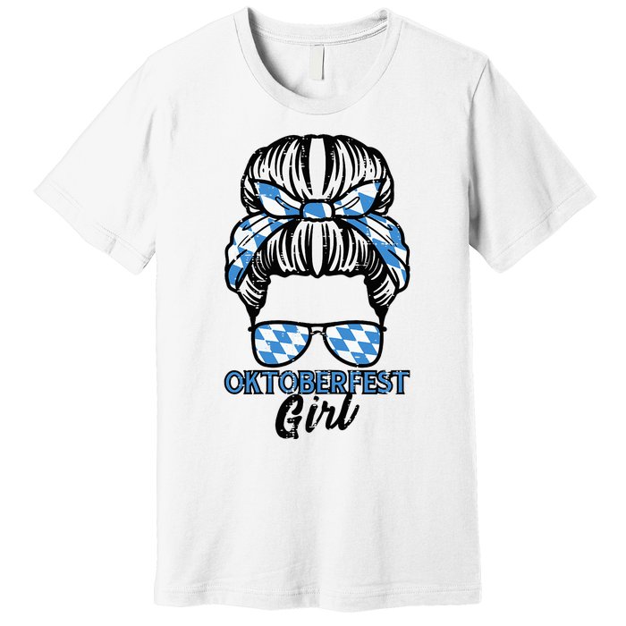 Oktoberfest Girl Messy Bun Bavaria German Costume Premium T-Shirt